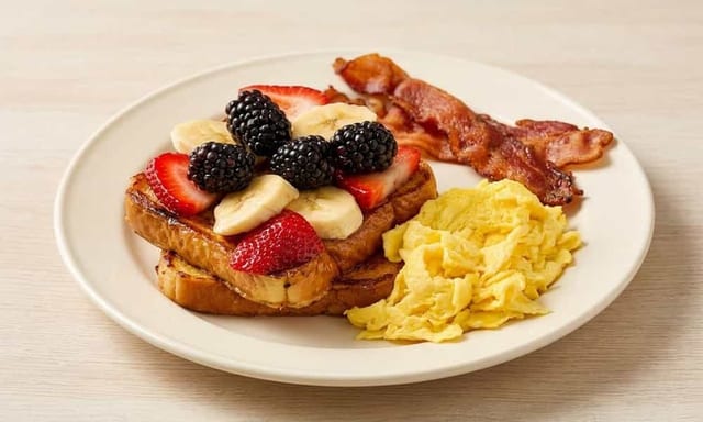 French Toast And Eggs.