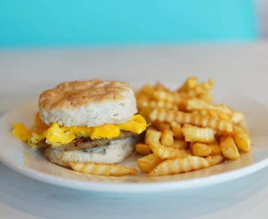 Sausage, egg and cheese biscuit